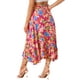 thumbnail image 3 of Falda Tropical Floral con Volantes para Mujeres INSPIRE CHIC, con Nudo Autoadhesivo, Falda de Playa Hawaiana, Rosa Fucsia XL, 3 of 6