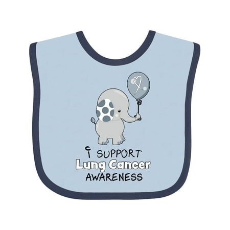 

Inktastic I Support Lung Cancer Awareness- elephant with balloon Gift Baby Boy or Baby Girl Bib