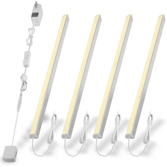 Cefrank V-Shape LED Cabinet Lights – 4 Pack 12-Inch Warm White 3000K Under Cabinet Lighting Kit, 1200 Lumens, Easy Install