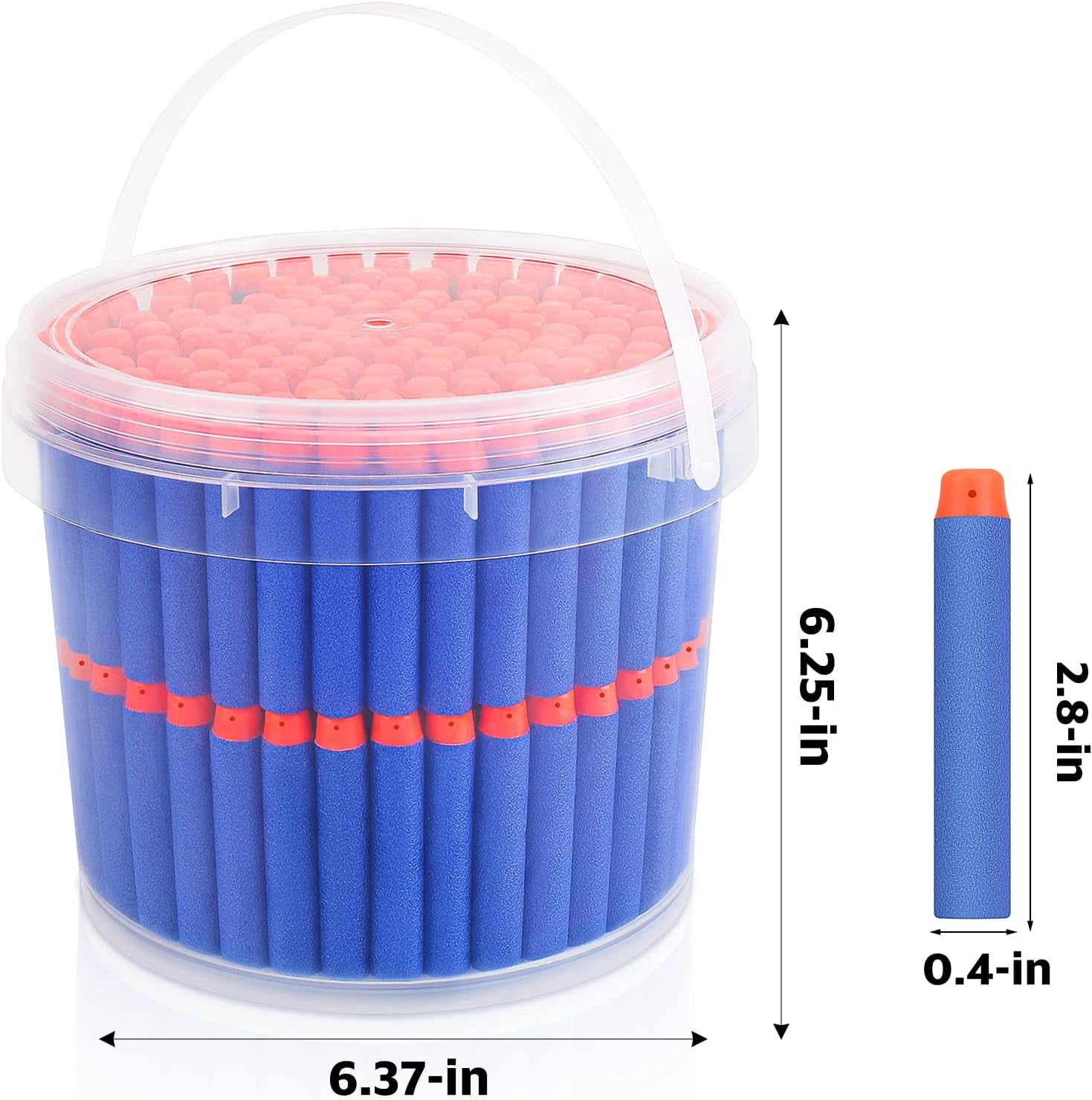 PrimeCook Shop Refill Darts Bullets Compatible with Nerf Guns N-Strike Elite Series, 300PCS Refill Darts Premium Foam Bullets Pack with Portable Storage Bucket