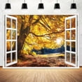 thumbnail image 4 of Fall Tree Window Backdrop for Photography, Autumn Forest Natural Landscape Photo Background, Thanksgiving Harvest Holiday Fall Party Decorations Banner Photo Booth Props,12X8ft, 4 of 5