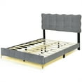 thumbnail image 5 of Platform Bed Full/Queen Bed Frame With LED Lights Metal Legs Velvet Headboard & Footboard No Box Spring Needed Easy Assembly, 5 of 9