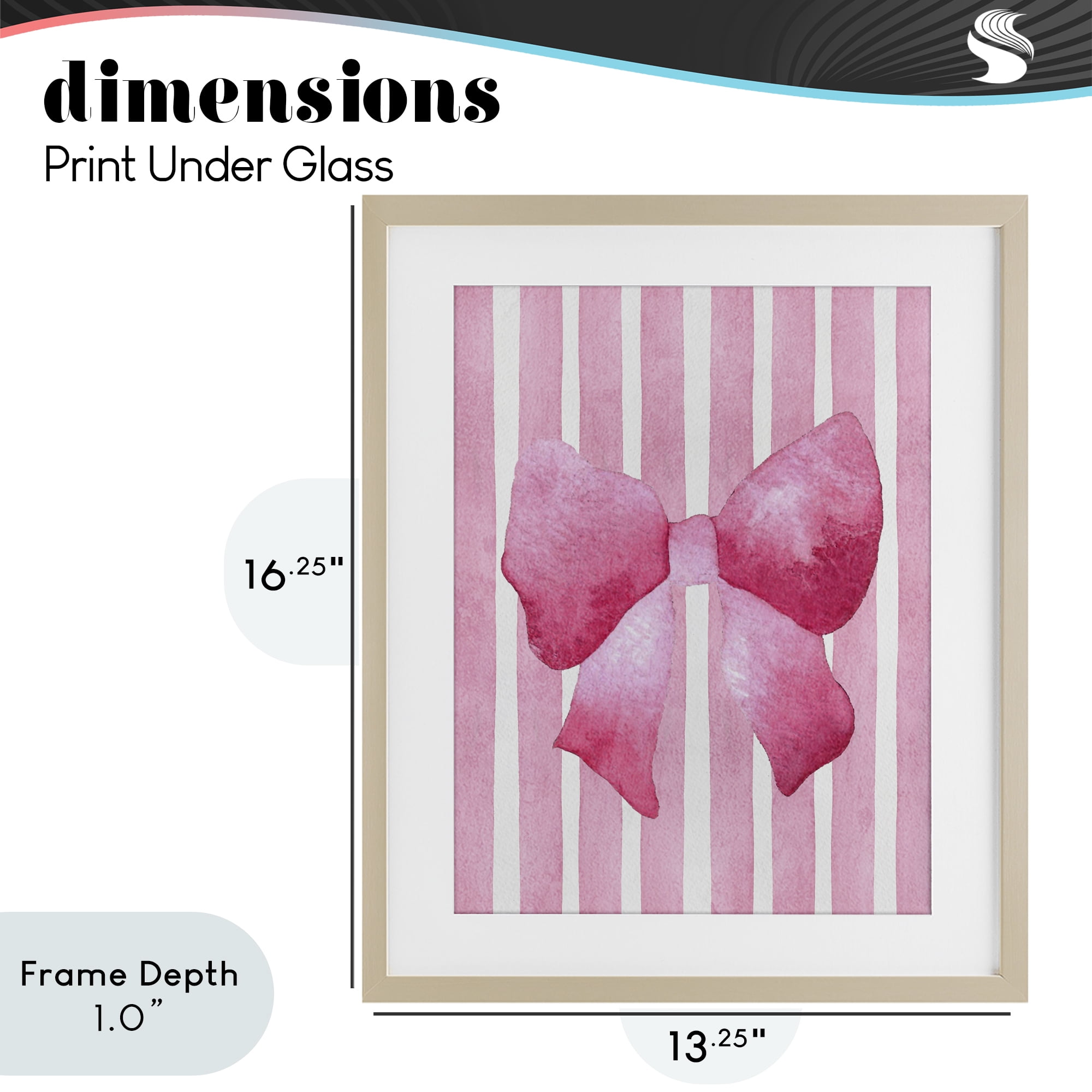 Stupell Industries Chic Bow on Pink Stripes Birch Framed Print Under Glass, design by Camila Juncos