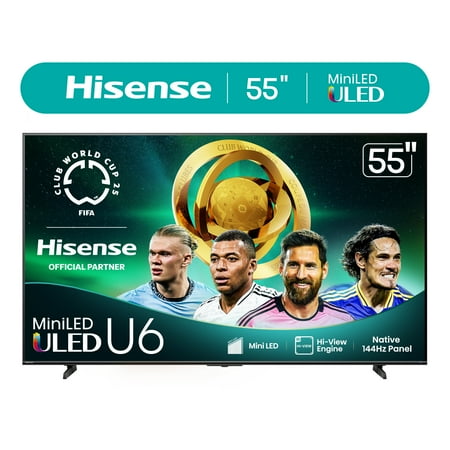 Hisense 55-Inch Class U6 Series Mini-LED ULED 4K UHD Google Smart TV (55U6N) - QLED Quantum Dot Color, Dolby Vision, Full Array Local Dimming, Game Mode Plus
