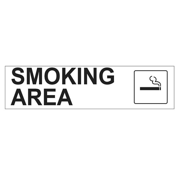 SMOKING AREA SIGN (WHITE ,ALUMINIUM 2 X 7.75 )