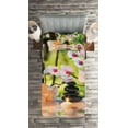 thumbnail image 2 of Ambesonne Spa Quilted Coverlet 2 Pcs, Spa with Candles Orchids, Twin Size, Pale Green Fuchsia, 2 of 2