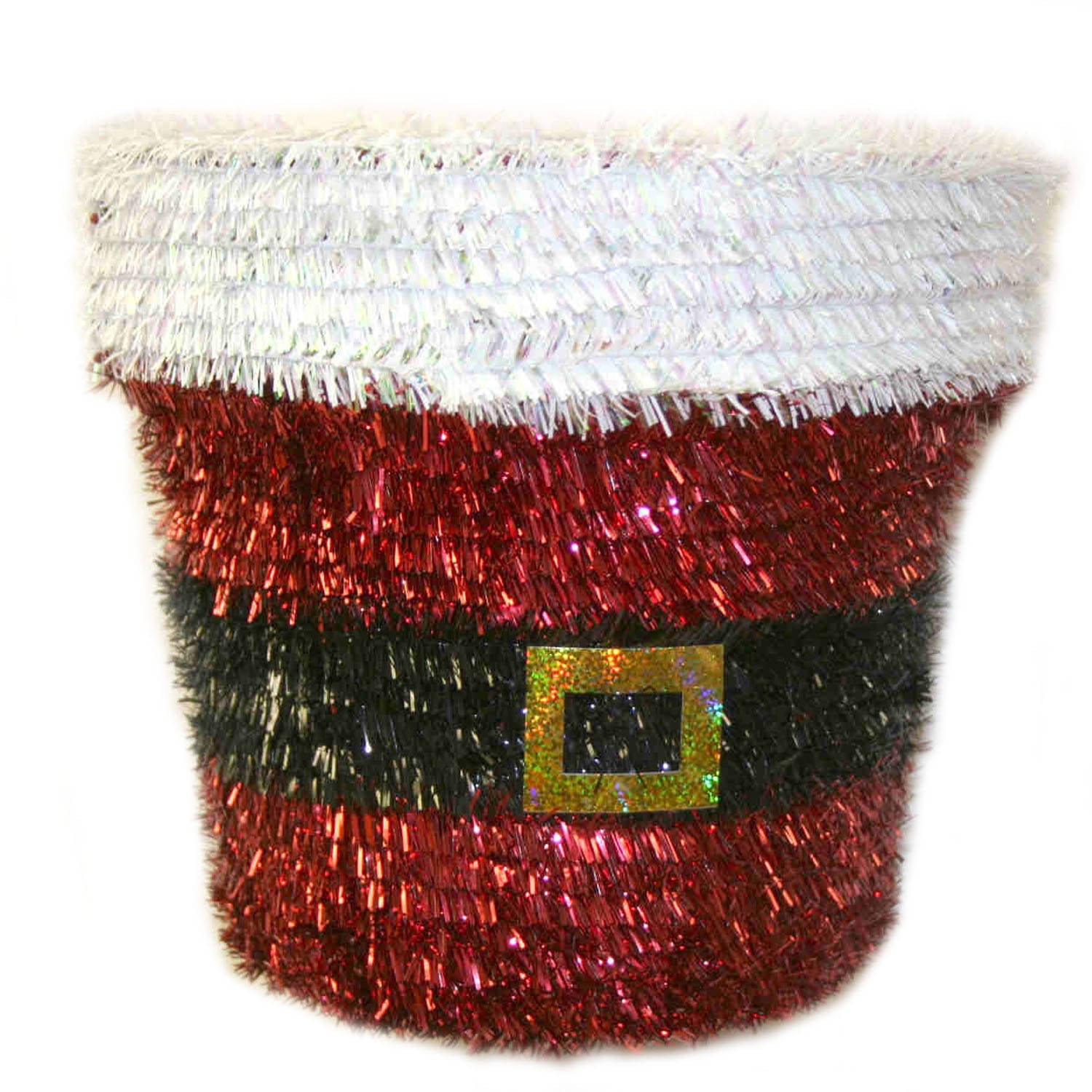 Holiday Time 10" 3D Table Top Santa Bucket Christmas Decoration, Red