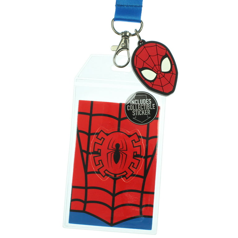 Spider-Man Double-Sided ID Lanyard Badge Holder With 1.5 Rubber Charm  Pendant
