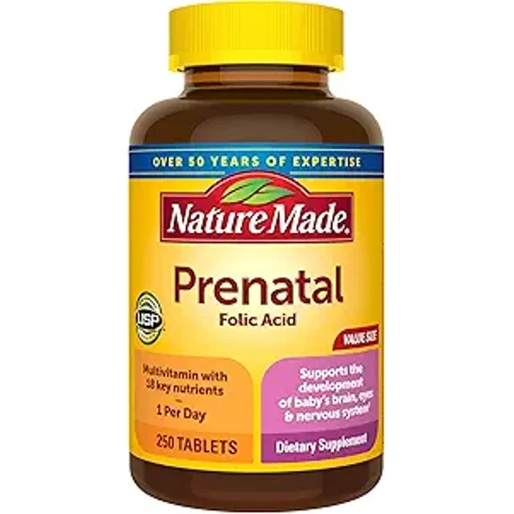 Nature Made Multi Prenatal Tablets - Rich in Folic Acid, Iron & Zinc Value Size 250 Ct
