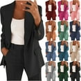 thumbnail image 5 of Lovskoo 2024 Blazers for Women Business Casual Solid Long Sleeve Tops Cardigan Coat Pockets Long Pants Suit Blue, 5 of 5