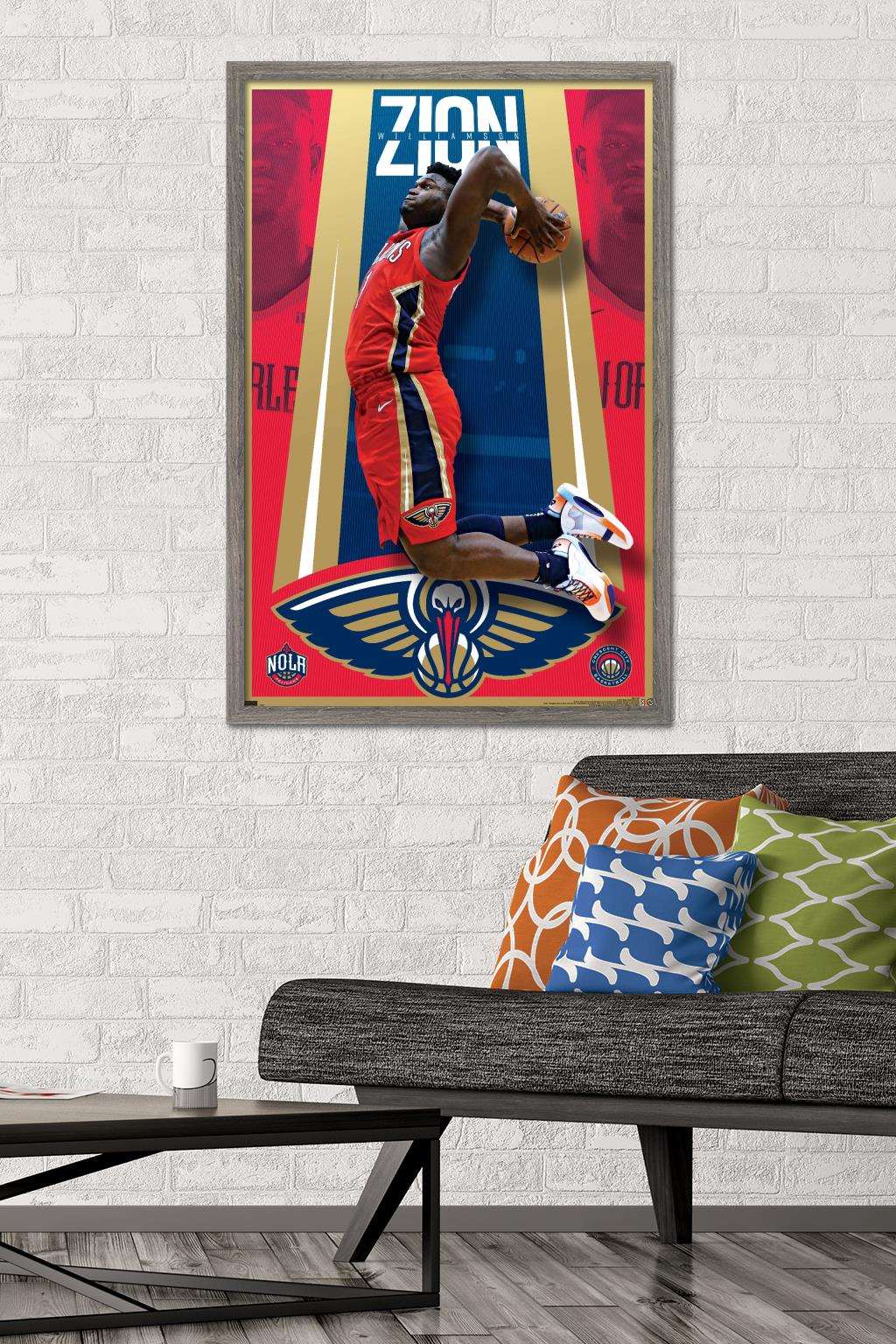 NBA New Orleans Pelicans - Zion Williamson 20 Wall Poster, 22.375" x 34", Framed
