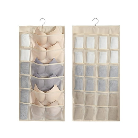 

ZHIYU Closet Hanging Organizer And Rotating Metal Hangers Cloth Space Saving Bag Double Sided Hanging Organizer For Underwear Underwear Bras And Socks