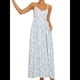 thumbnail image 1 of Vestido Bohemio de Verano 2025 para Mujer, Sin Mangas, con Estampado Floral y Fruncido Azul S, 1 of 10