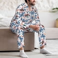 thumbnail image 7 of Sikiie Retro Butterfly Mens Pajama Set, Soft Warm Long Sleeve Sleepwear, Cozy Button-Down Pjs for Men-X-Large, 7 of 7
