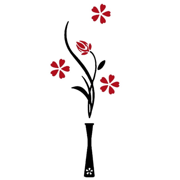 2 uds DIY jarrón flor árbol cristal acrílico 3D pegatina de pared calcomanía decoración del hogar Ehuebsd Libre de BPA