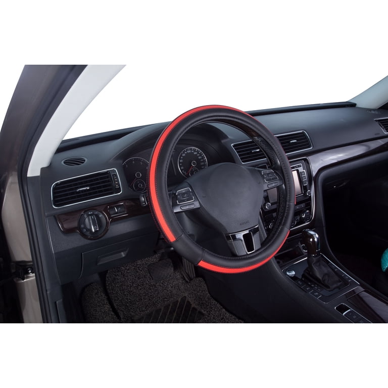 Auto Drive Sports Steering Wheel Cover, Red-Black, Universal Fit photo 2