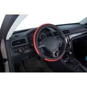 Auto Drive 1-Piece Car Steering Wheel Cover Soft Leather Sports Red - Universal Fit, 23SWC230