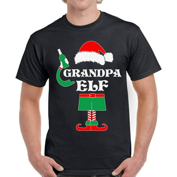 Christmas T Shirt for Men Grandpa Elf - S M L XL 2XL 3XL 4XL 5XL Xmas Graphic Tee - Christmas Holiday Gift Cotton Mens Tshirt Tee