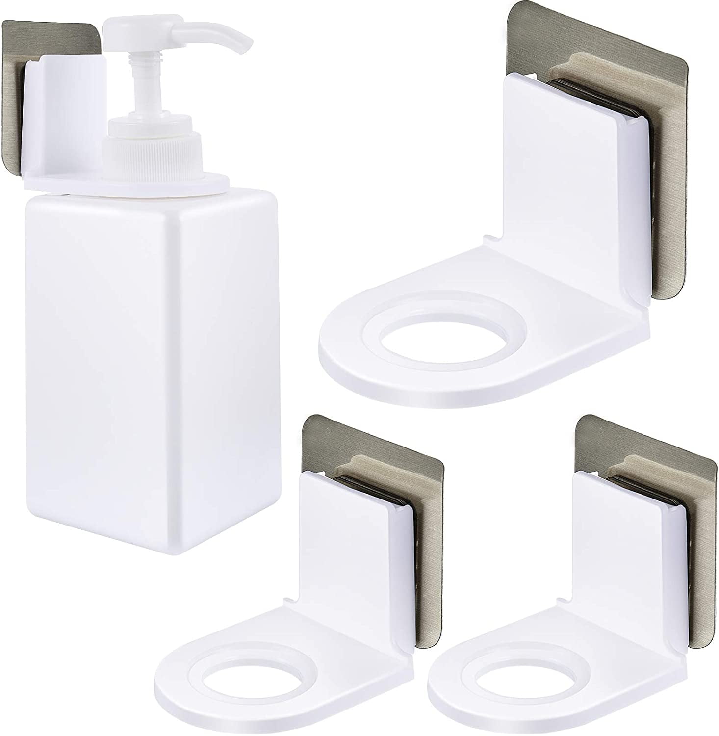 DOITOOL 5Pcs Shower Gel Bottle Rack Drill Rree Shower Gel Mount Shampoo Holder Adhesive for Shower Bathroom 