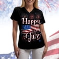 thumbnail image 4 of COMVALUE Patriotic Scrub Tops for Women 4th of July Flag Print V Neck Tee Short Sleeve Casual Tops Working Uniform (Navy, M), 4 of 6