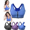 thumbnail image 3 of BadPiggies Set of 3 Pack Women Zip Front Sports Bra Wireless Post-Surgery Bra Removable Pad Tank Top Active Yoga Racerback Sports Bras, L, 3 of 10