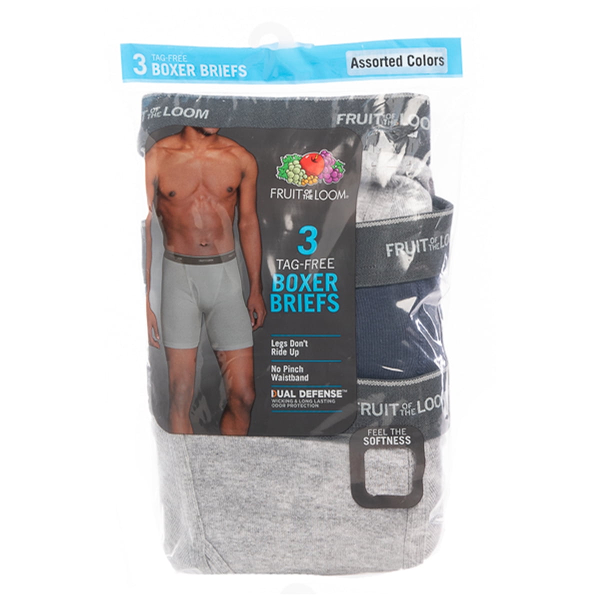 Lot De 6 Slips Homme Fruit Of The Loom - Anti-humidité, Sans étiquette, Coupe Mi-haute - Couleurs Assorties - 3