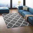 Modway Marja Moroccan Trellis 5x8 Area Rug in Charcoal and Ivory