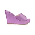 thumbnail image 3 of BLISSFUL STEP Sandales à Talons Compensés à Enfiler à Plateforme Pailletée pour Femmes Violet 6,5, 3 of 7