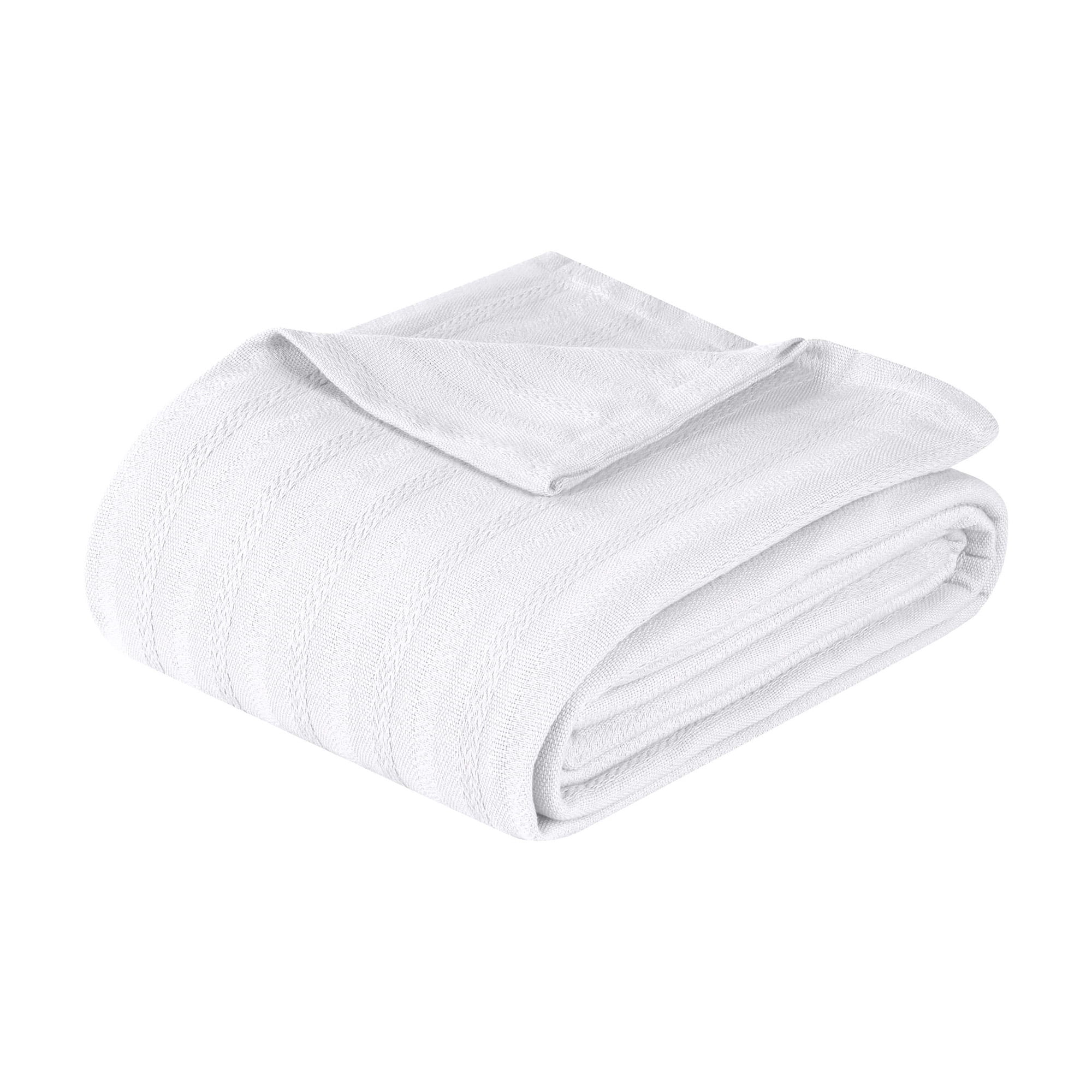 Superior Clara Cotton Striped Woven Blanket, California King, White