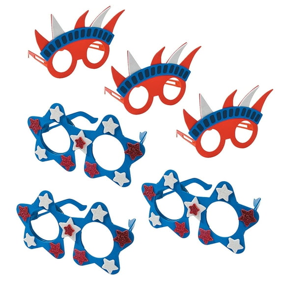 Fun Express Bulk Patriotic Foam Glasses Craft Kit - Makes 48