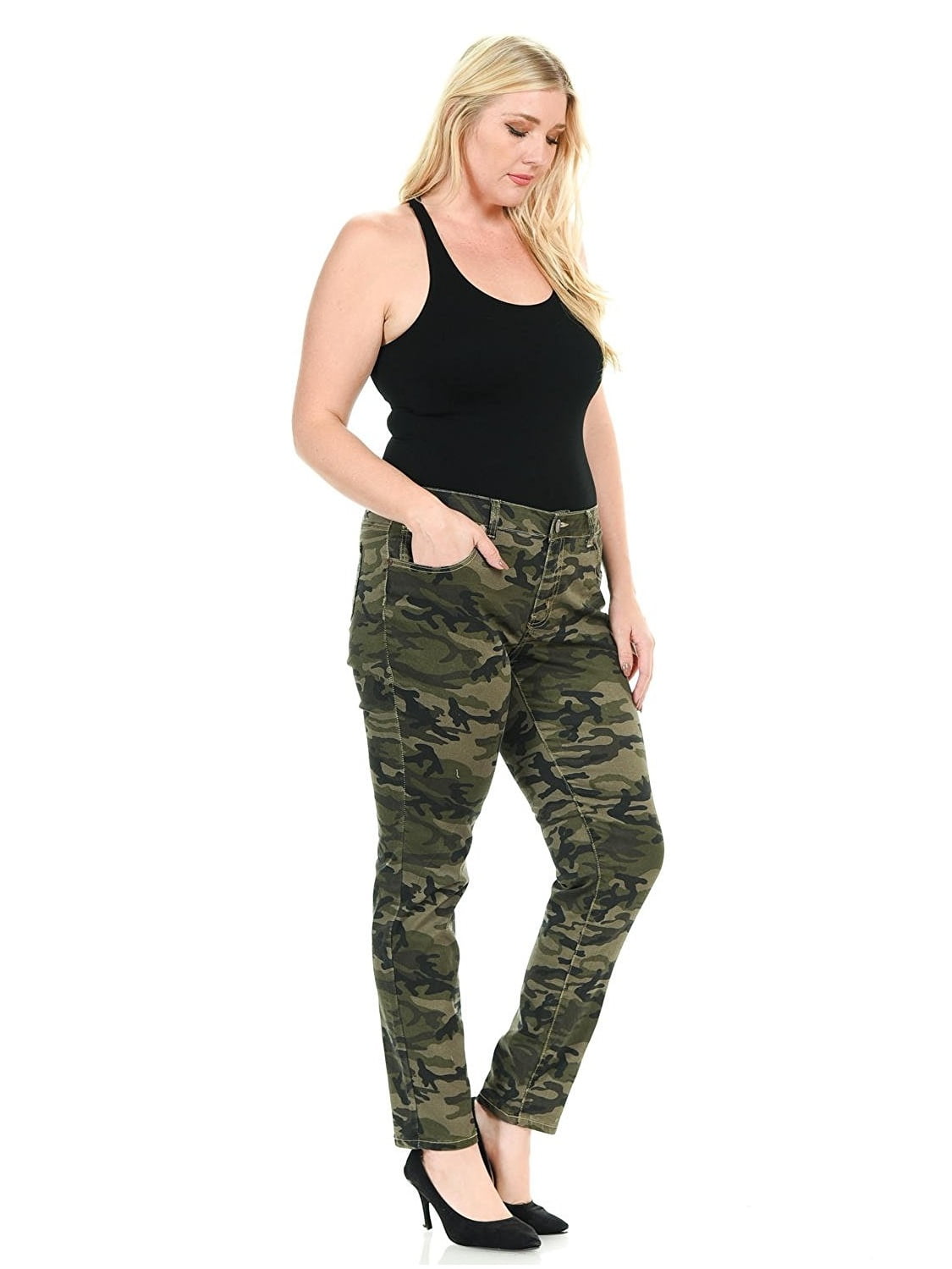 Sweet Look Womens Plus Size Army Style Camo Camouflage Denim Pants - Walmart.com