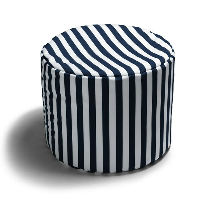 Jaxx Pouf d'Extérieur à Ressorts, Rayures Bleu Marine