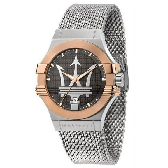 Maserati Potenza Rose Gold-Grey Mesh Stainless Steel Strap Men's Watch R8853108007