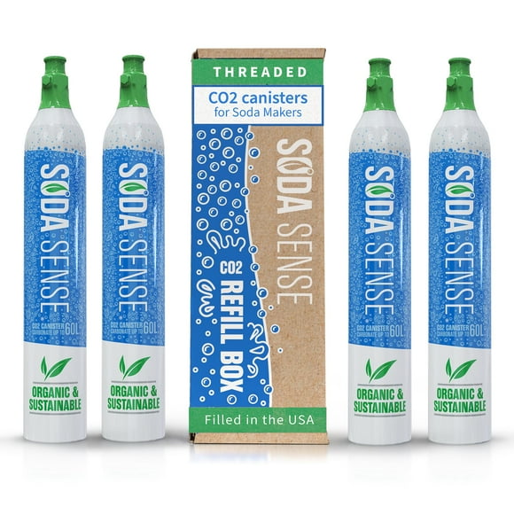 Bidón de CO2 Soda Sense, 60 L, con rosca, recargable, paquete de 4