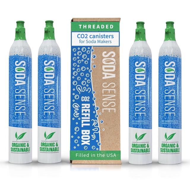 Bidón de CO2 Soda Sense, 60 L, con rosca, recargable, paquete de 4