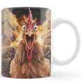 thumbnail image 2 of Lotusprinthandmade Funny Chicken Theme White Ceramic Mug (15oz) (Made In US), Quirky Chicken-Themed Mug For Coffee Lovers, 2 of 5