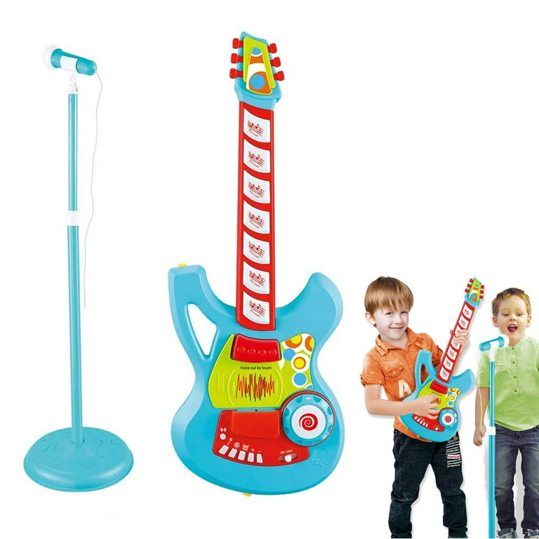 esta ahí paquete aleación KARMAS PRODUCT Kids Electric Guitar Play Set with Microphone Speaker and  Stand - Toddlers Beginner Toys Little Rock Star Guitar for Children Boys,  Blue (guitarras acusticas para niños) - Walmart.com
