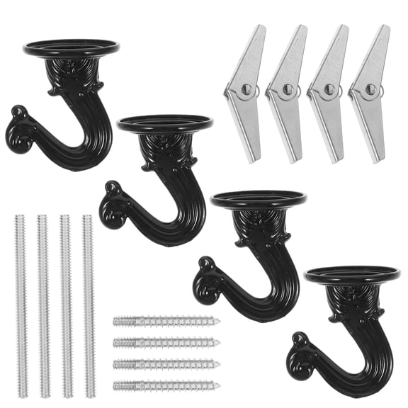 4 Sets Plant Hangers Outdoor Hooks for Hanging Plants Black