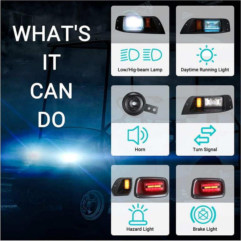 GO GOランプ 10L0L EZGO TXT Golf Cart LED Headlight Tail Light Kit with