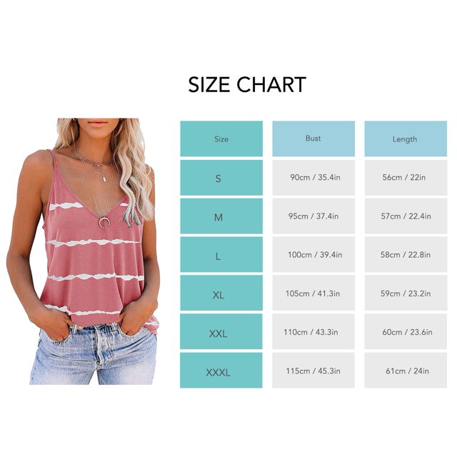 Correa de cuello en v para mujer correa de espagueti para mujer correa de espagueti con cuello en V para mujer camisa informal holgada con estampado de rayas transpirables para ANGGREK Otros