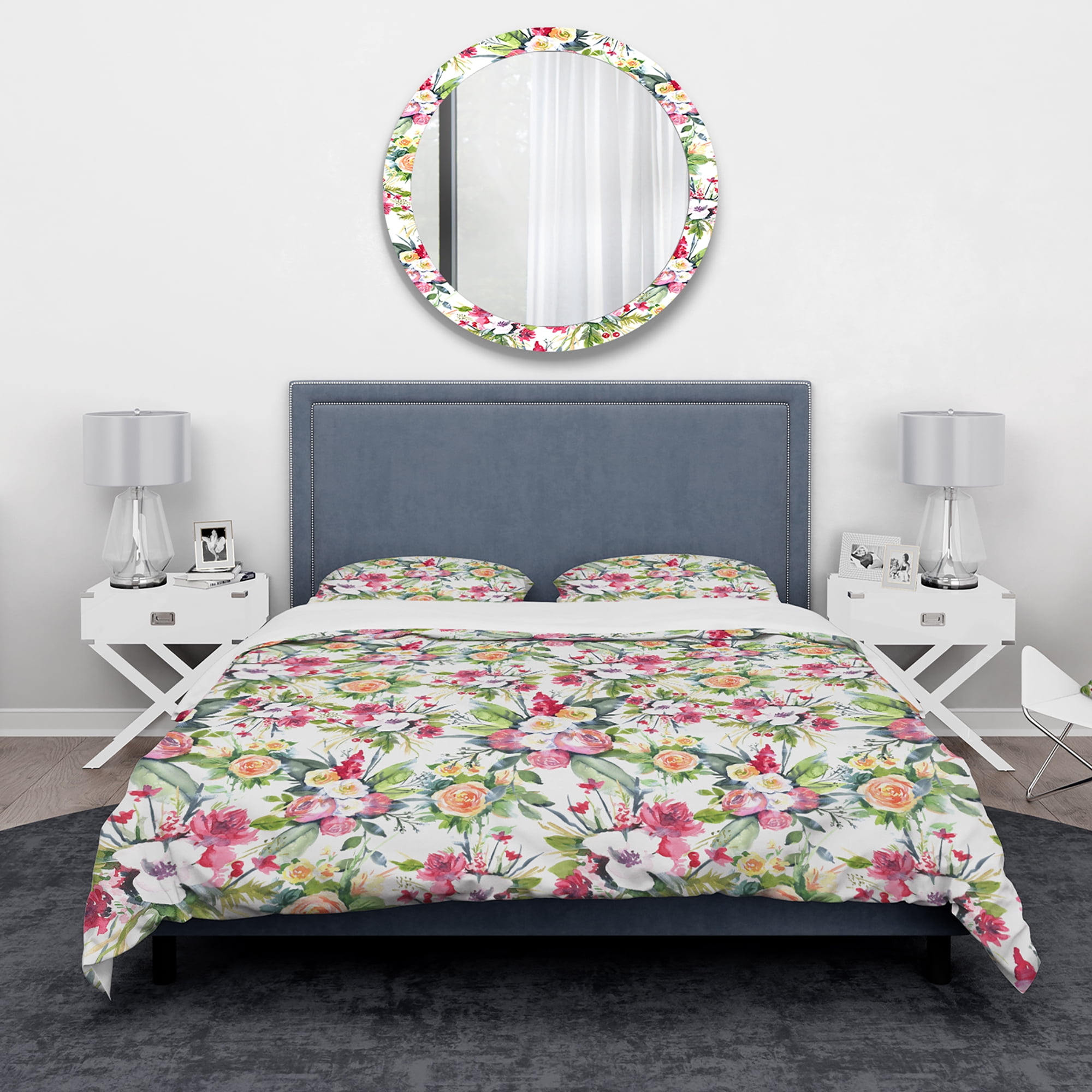 Designart 'Summertime Wedding Flowers Red White & Yellow' Traditional Duvet Cover Set