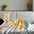 thumbnail image 3 of Modern Soft Flannel Fleece Throw Blanket, Source of Life Sun Like Beams and Wave Like Clouds Image Print Illustration, Cozy Plush for Indoor and Outdoor Use, 50" x 70", Yellow Blue, by Ambesonne, 3 of 5