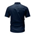 thumbnail image 5 of Havenx Men's Safari Cargo Shirt Short Sleeve Button Up Cargo Shirt with Pockets Collared Tops Work Comfy Camping Work Hiking Casual Clothes,Dark Blue S, 5 of 7