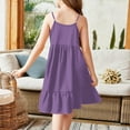 thumbnail image 3 of YOUYEDIAN Plus Size Spring Toddler Dress Little Girls Patchwork Dress Spaghetti Straps Sundresses 2025 Summer Plain Midi Dress Cami Dresses,Purple 12-13 Years, 3 of 4