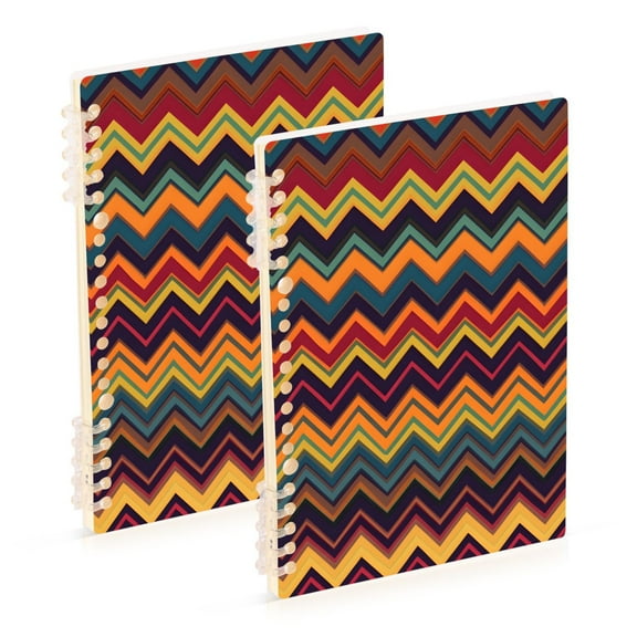 FORMRS 1-Subject Spiral Notebook 8" x 5" College Ruled 60 Refillable Sheet, 2 Pack, Brown Geometric
