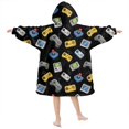 thumbnail image 2 of Game Controller Black Pattern Lamb Fleece Blanket Hoodies for Teens ,Teens Oversize Sherpa Wearable Hooded Blanket Sweatshirt with Super Pockets, 2 of 6