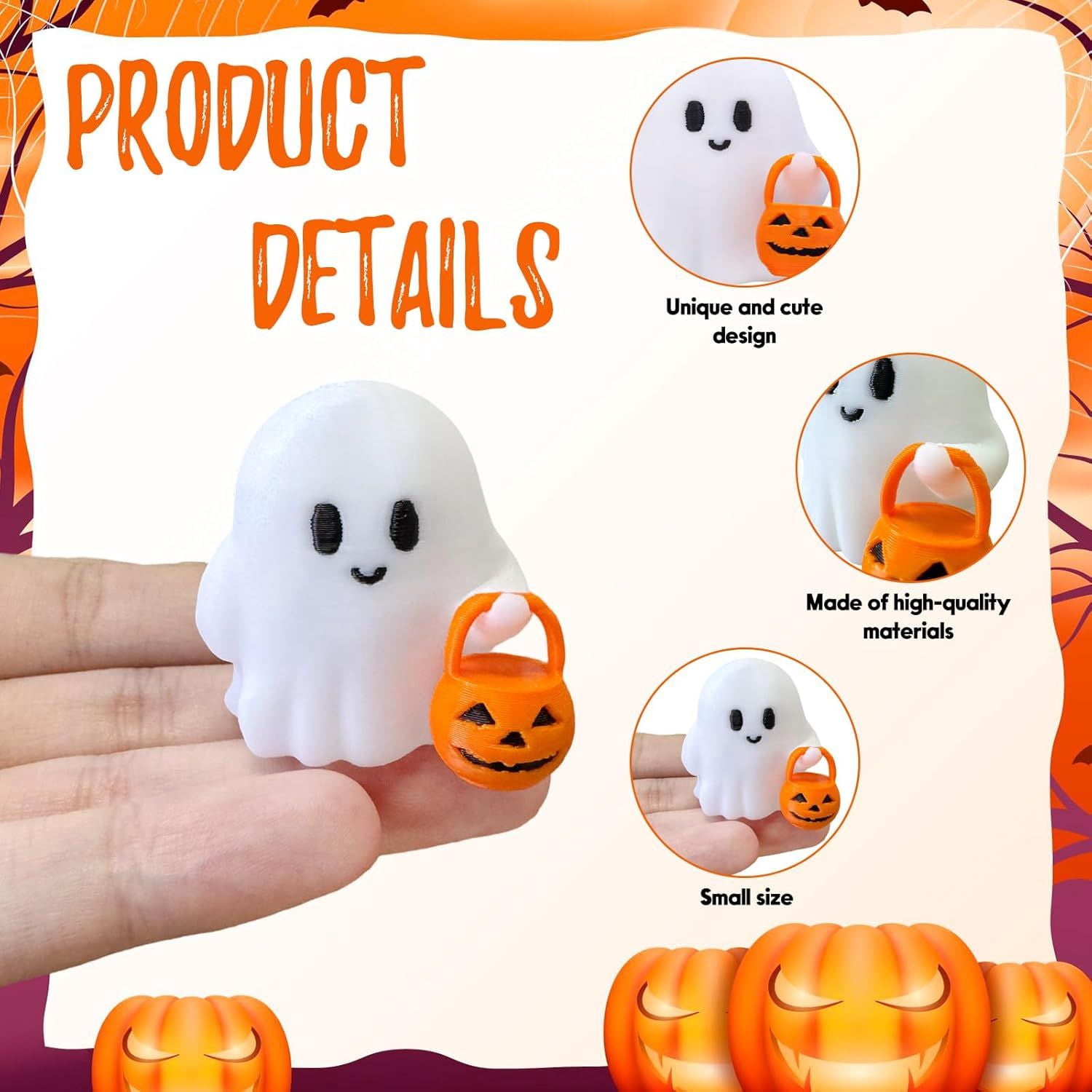 Glow-in-the-Dark Mini Ghost Figurine for Halloween Desk and Shelf Decor
