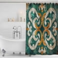 thumbnail image 3 of Xipuska Green Burnt Orange Flowers Shower Curtain - Water Repellent Fabric Shower Curtains Washable, Boho Ethnic Abstract Retro Decorative Polyester Cloth Bathroom Curtains Modern Bath Decor 36"x72", 3 of 6