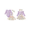 thumbnail image 2 of Cjfdfy Newborn Baby Girl Halloween Outfit My First Halloween Ruffle Long Sleeve Romper Ghost Pumpkin Dress Bow Headband Three Piece Set Infant Cute Halloween Fall Winter Outfit, 2 of 9