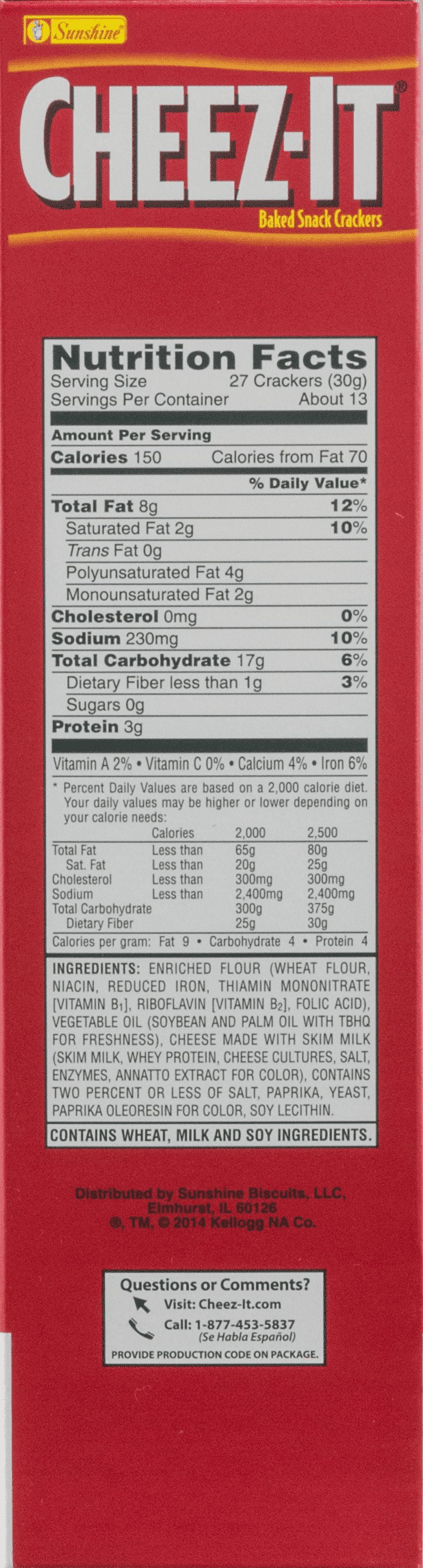 Cheez It Baked Real Chease Snack Crackers, 13.7 Oz.